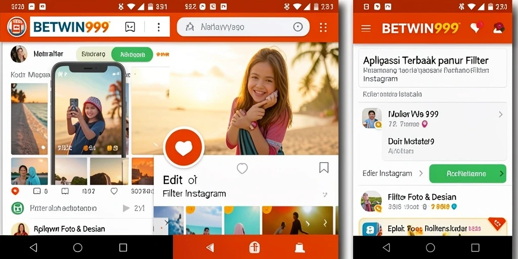 Tampilan antarmuka BETWIN999 dengan filter Instagram yang menarik.