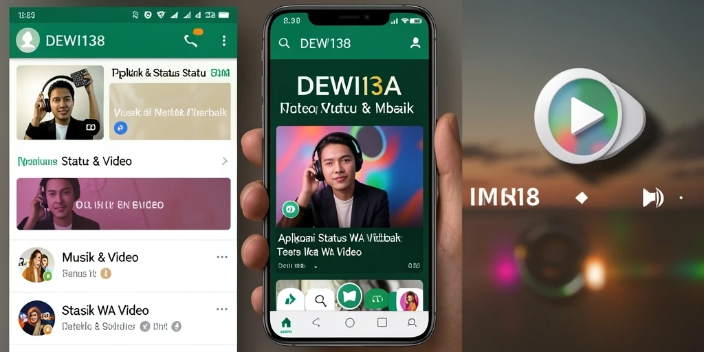 Antarmuka DEWI138 menampilkan berbagai video musik untuk status WA.