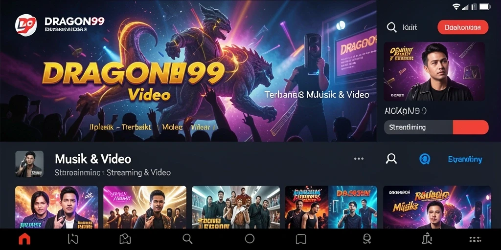 Antarmuka aplikasi DRAGON99 yang menarik dan fungsional untuk Streaming Video.