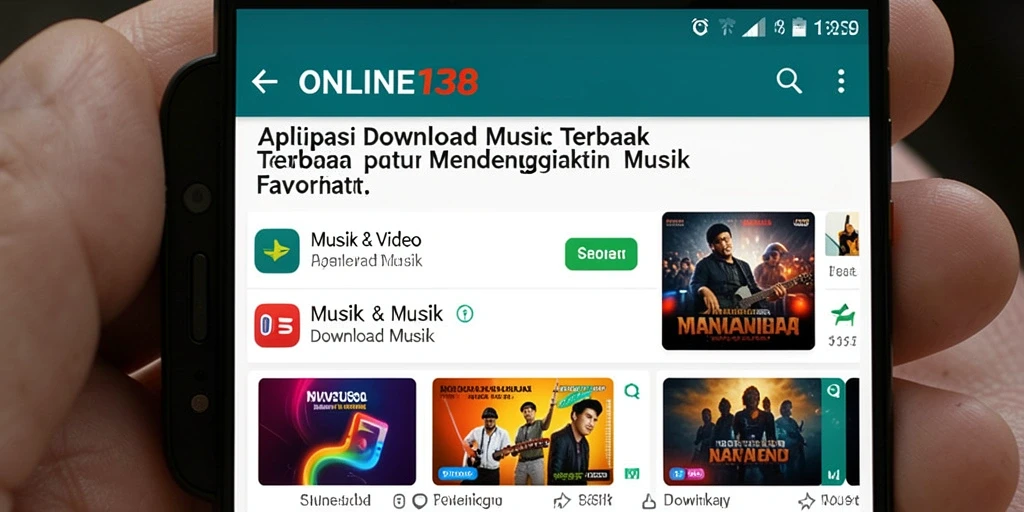 Antarmuka aplikasi Download Musik ONLINE138 yang bersih dan mudah digunakan.